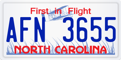NC license plate AFN3655
