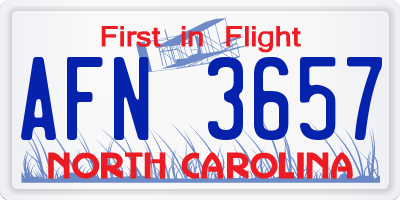 NC license plate AFN3657