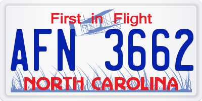 NC license plate AFN3662