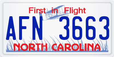 NC license plate AFN3663