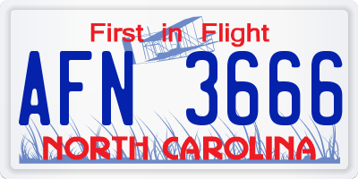 NC license plate AFN3666