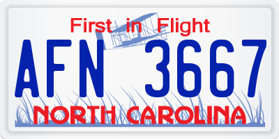 NC license plate AFN3667