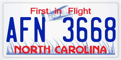 NC license plate AFN3668