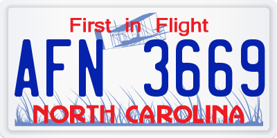 NC license plate AFN3669