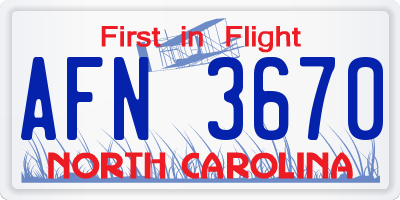 NC license plate AFN3670