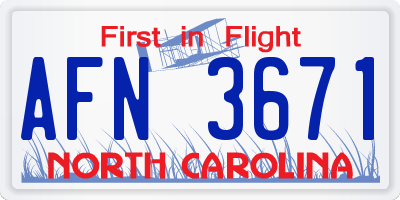 NC license plate AFN3671