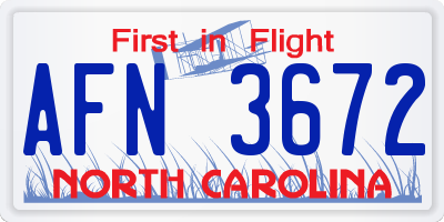 NC license plate AFN3672