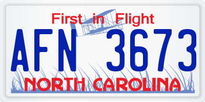 NC license plate AFN3673