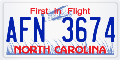 NC license plate AFN3674