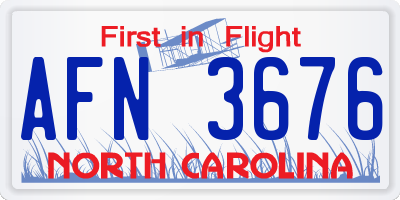 NC license plate AFN3676