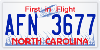 NC license plate AFN3677