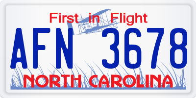 NC license plate AFN3678
