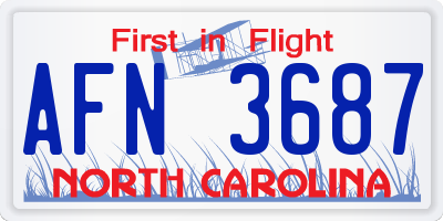 NC license plate AFN3687