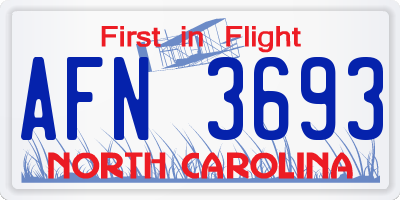 NC license plate AFN3693