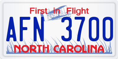 NC license plate AFN3700