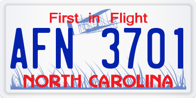 NC license plate AFN3701