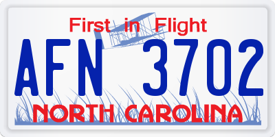 NC license plate AFN3702