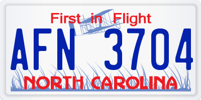 NC license plate AFN3704