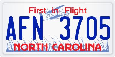 NC license plate AFN3705