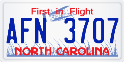 NC license plate AFN3707