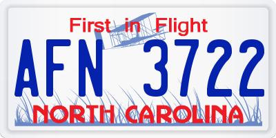 NC license plate AFN3722