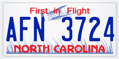 NC license plate AFN3724