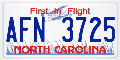 NC license plate AFN3725