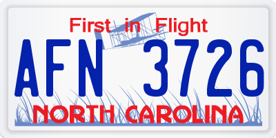 NC license plate AFN3726
