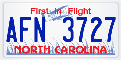 NC license plate AFN3727