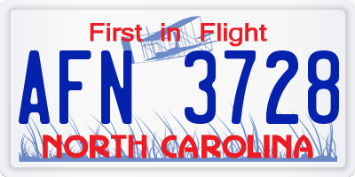 NC license plate AFN3728