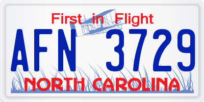 NC license plate AFN3729