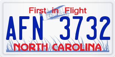 NC license plate AFN3732