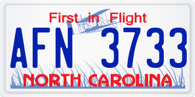 NC license plate AFN3733