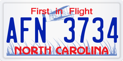 NC license plate AFN3734