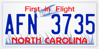 NC license plate AFN3735