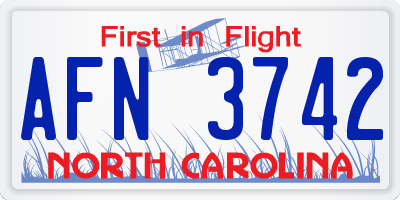 NC license plate AFN3742