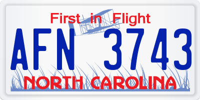 NC license plate AFN3743