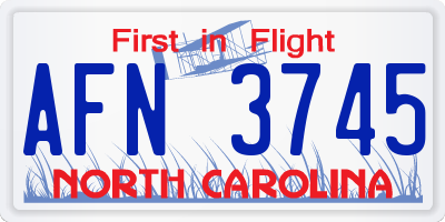 NC license plate AFN3745