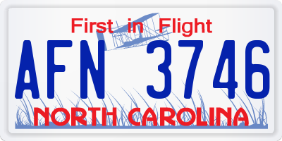 NC license plate AFN3746