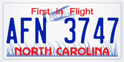 NC license plate AFN3747
