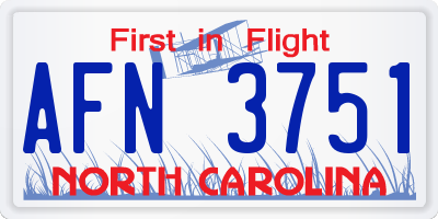 NC license plate AFN3751