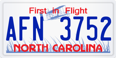 NC license plate AFN3752