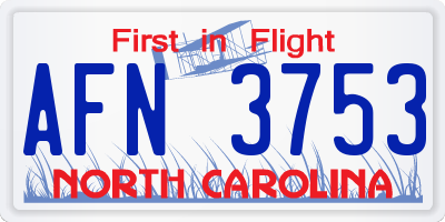 NC license plate AFN3753