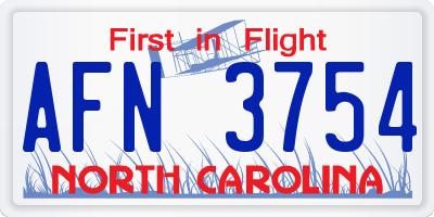 NC license plate AFN3754
