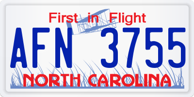 NC license plate AFN3755