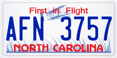 NC license plate AFN3757
