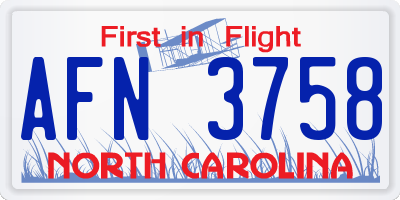 NC license plate AFN3758