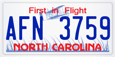 NC license plate AFN3759