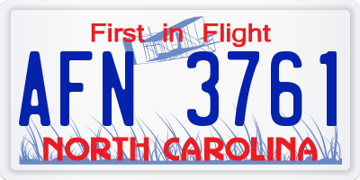 NC license plate AFN3761
