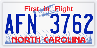 NC license plate AFN3762